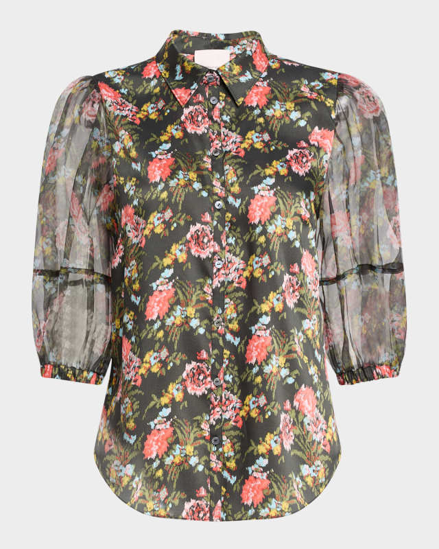 Karyn Floral Puff-Sleeve Top